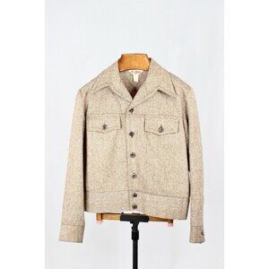Vintage DON PARKER Taupe Brown Wool Blend Slubbed Tweed Jacket, Size L